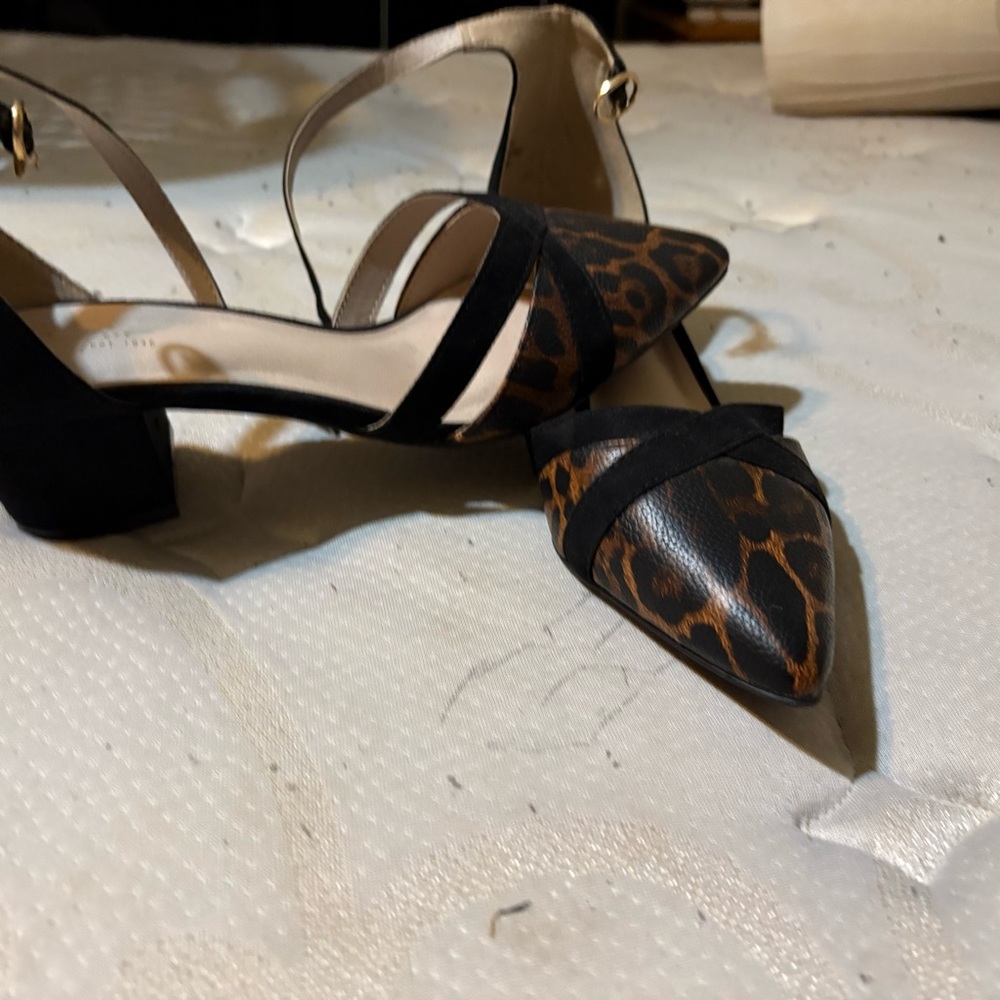 Cato Brown and Black Heels with Glossy Finish